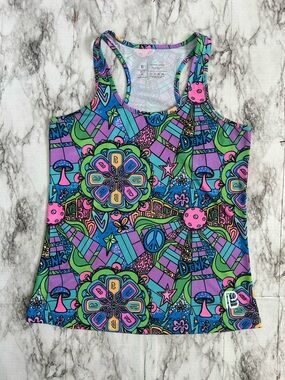Pickleball Bella | women’s size medium Groovy racerback Tank mushroom peace sign